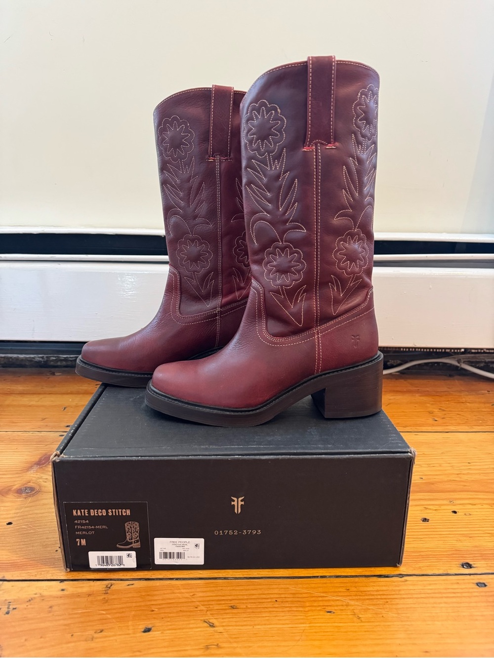 Frye For FP Kate Deco Stitch Boots in Merlot - Picture 7 of 8